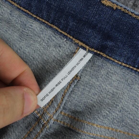 Rag Bone Jeans Womens 32 Blue Sofie High Rise Ultra Wide Leg Frayed Hem Casual - Picture 8 of 16